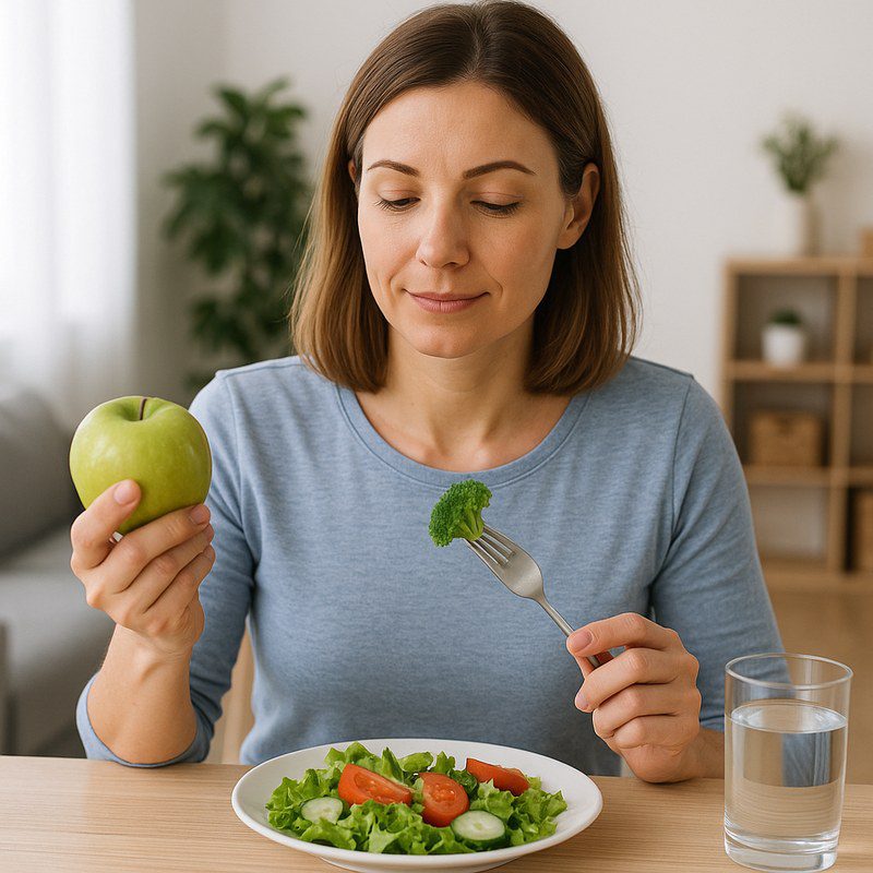 Person practicing mindful eating
