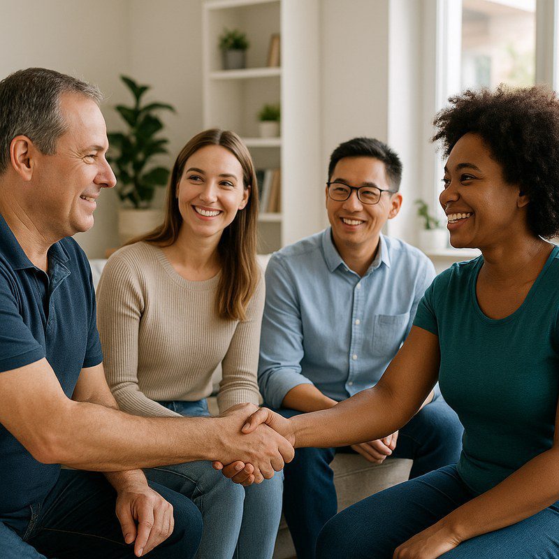 Group of adults exercising together