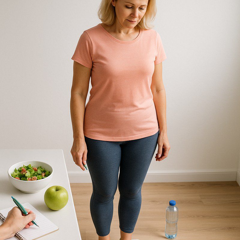 Person exercising with healthy food