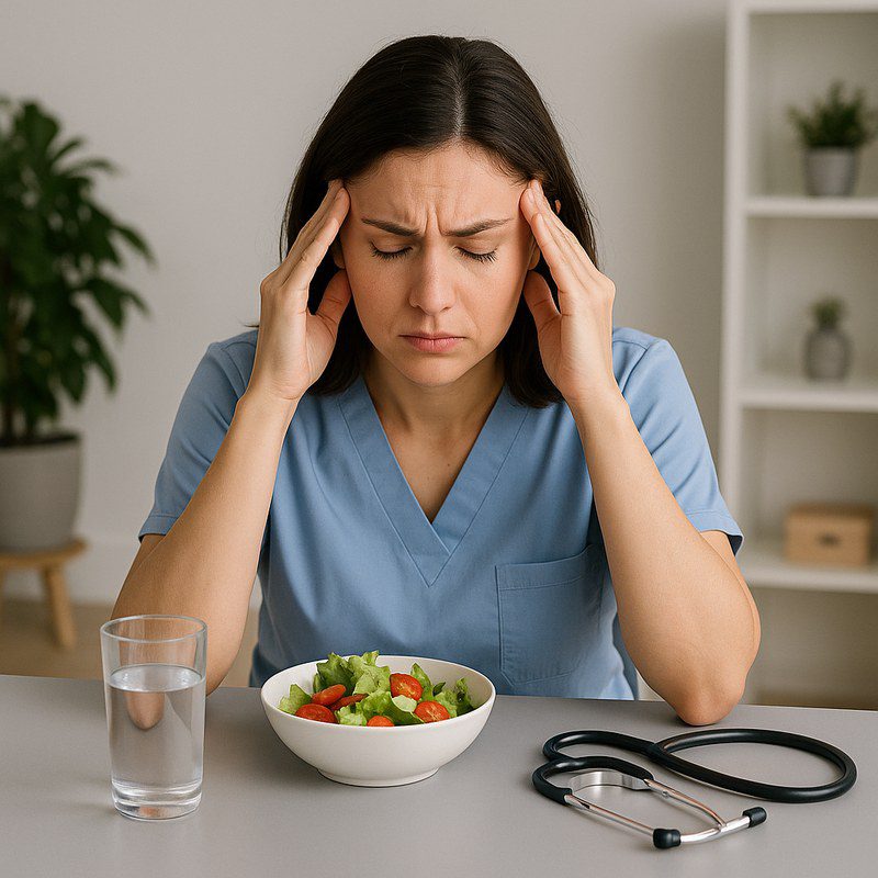 Woman practicing deep breathing outdoors