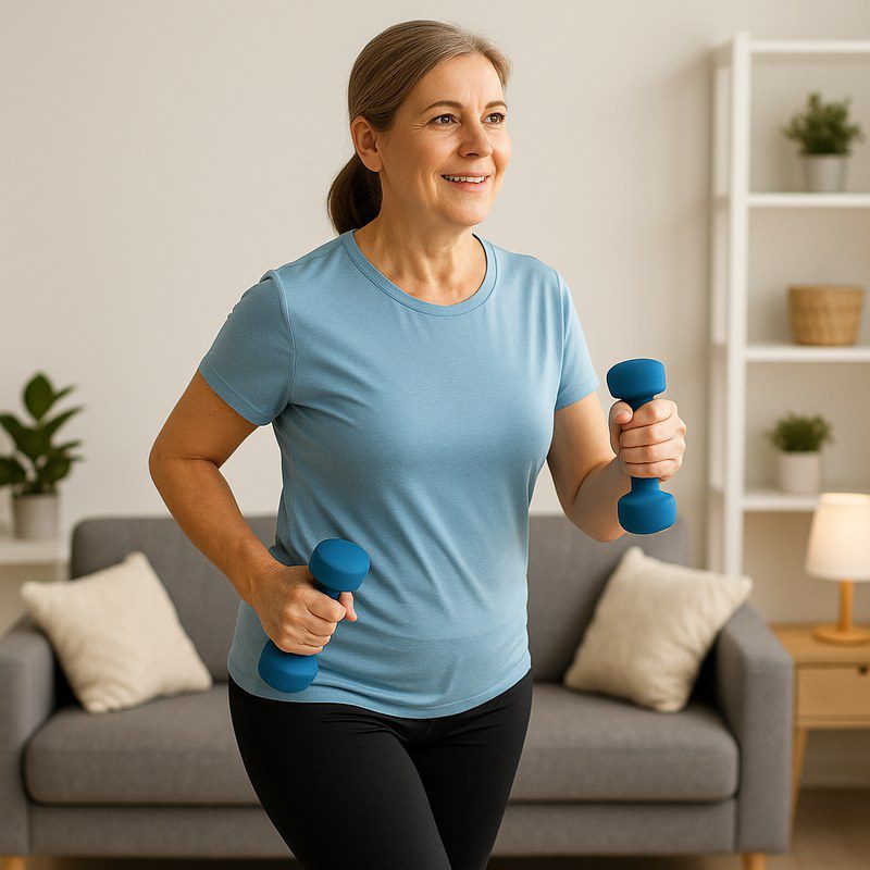 Person exercising at home