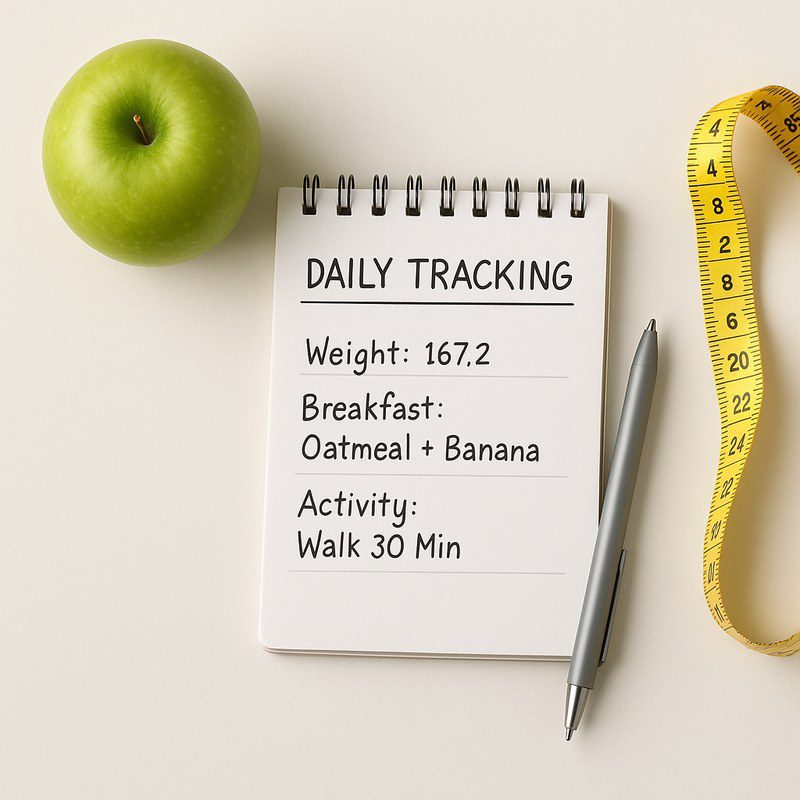 Person tracking daily habits for weight loss
