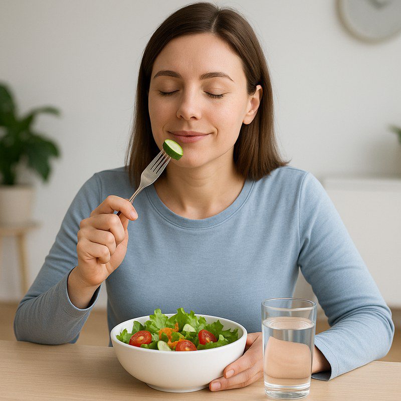 Mindful eating with colorful vegetables