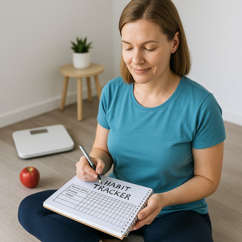 Person writing daily habits in a journal